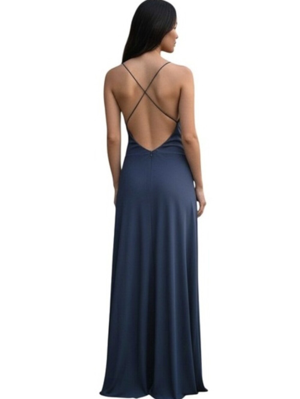 Love X Design Womens Maxi Dress Black Halter Open Back Slinky Sexy Event Large